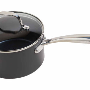 M&S Chef Hard Anodised 18cm Saucepan,Black Mix