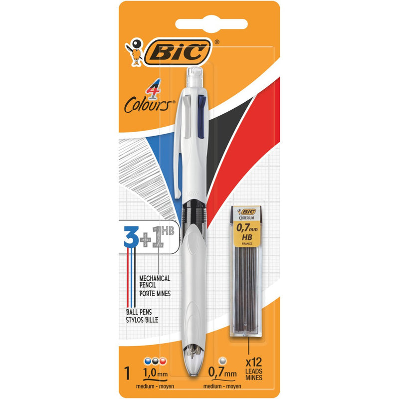 BIC 4 Colours Multifunctional Pen + HB Lead Pencil, Pack of 1