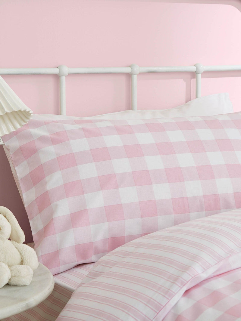 Bianca Pink Gingham duvet cover and pillowcase set - British product
