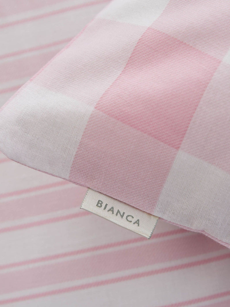 Bianca Pink Gingham duvet cover and pillowcase set - British product