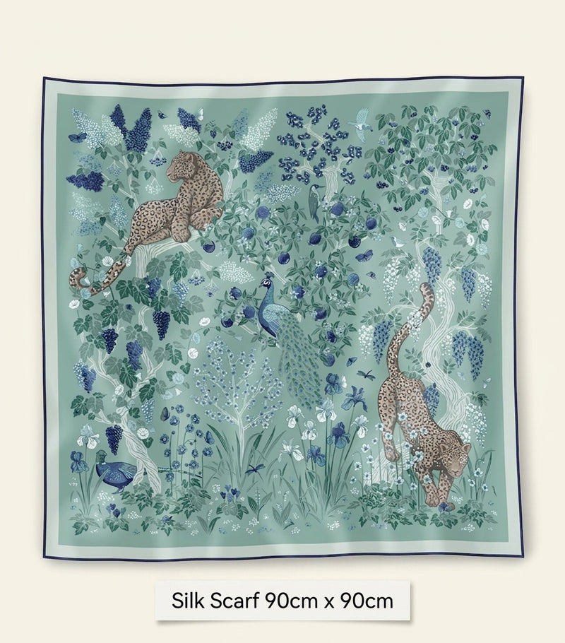 Cartier Silk Blooming Panthère Square Scarf 90cm, imported from the UK