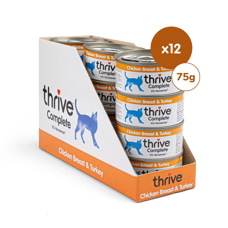 Thrive Chicken Breast & Turkey Wet Cat Food 75g (British brand)