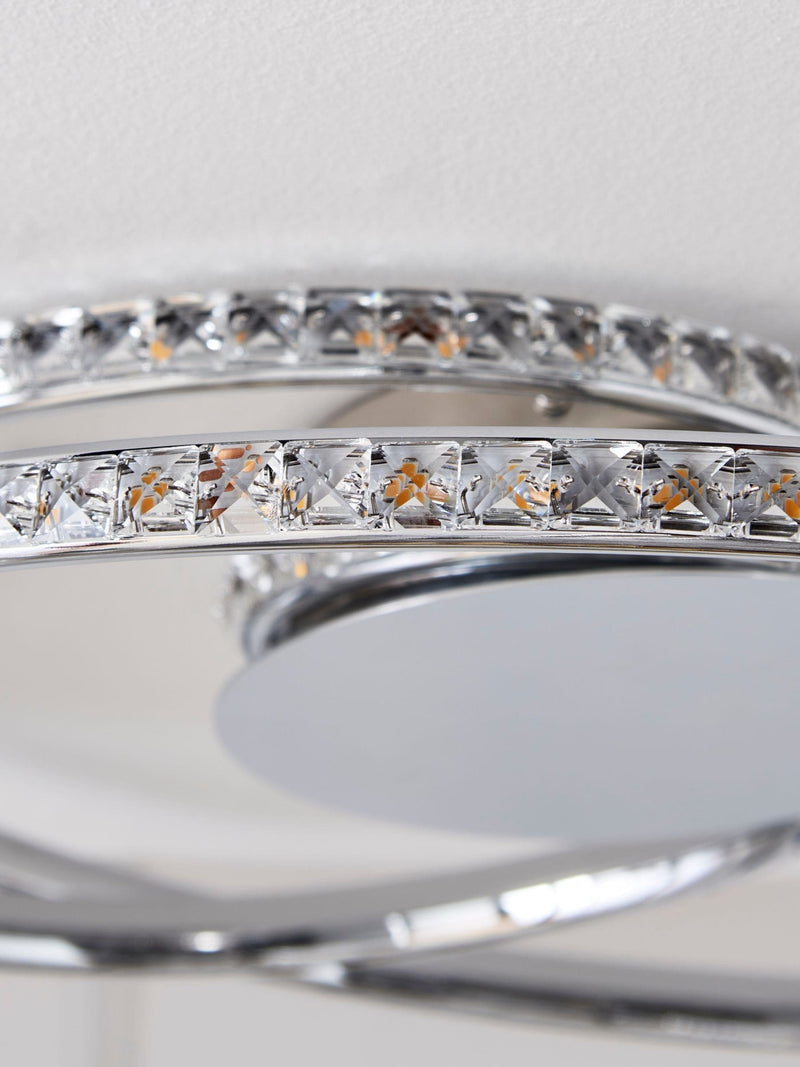 Chrome Luna flush ceiling light faceted glass beads, UK version