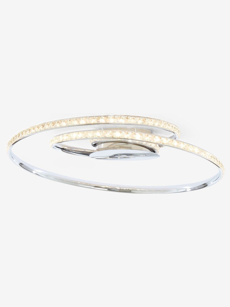 Chrome Luna flush ceiling light faceted glass beads, UK version