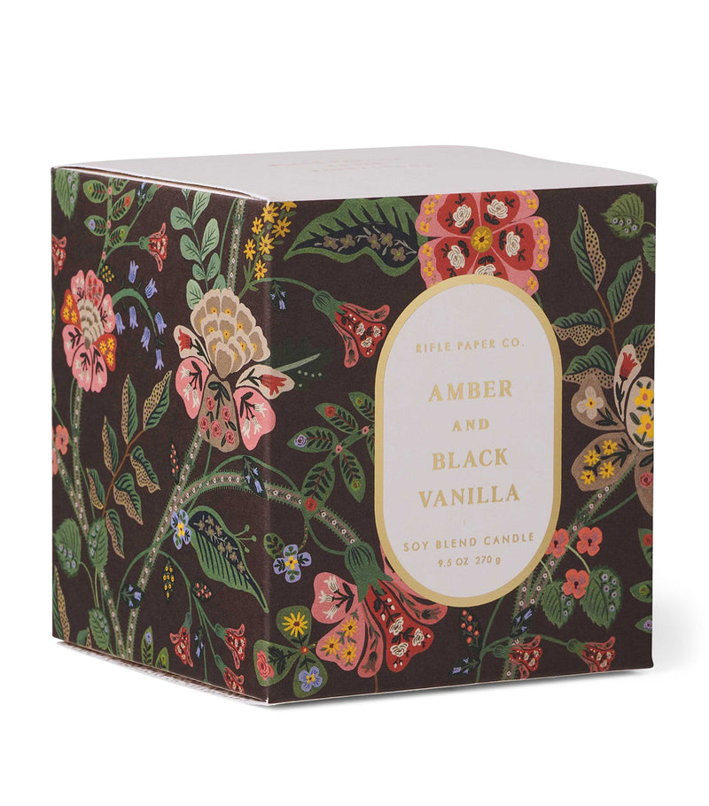 Rifle Paper Co. amber and black vanilla scented candle 270g, imported from the UK