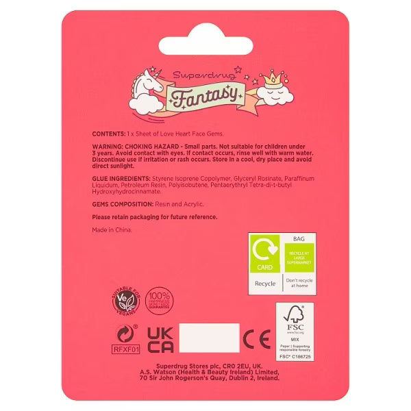 Face Gems Love Heart Temporary Skin Decoration - British product