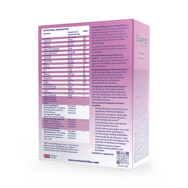 Evera Nutrition Women's Balance 60 capsules, imported from the UK