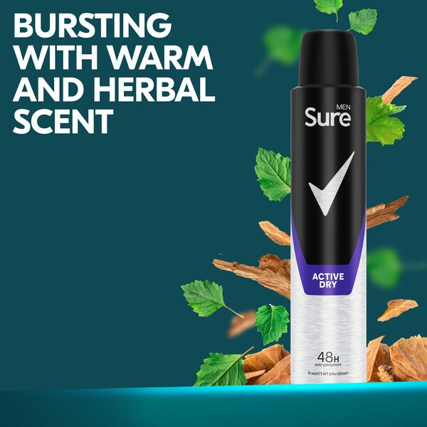Sure Men Antiperspirant Deo Aerosol Essential Active 200ml GOODS Superdrug