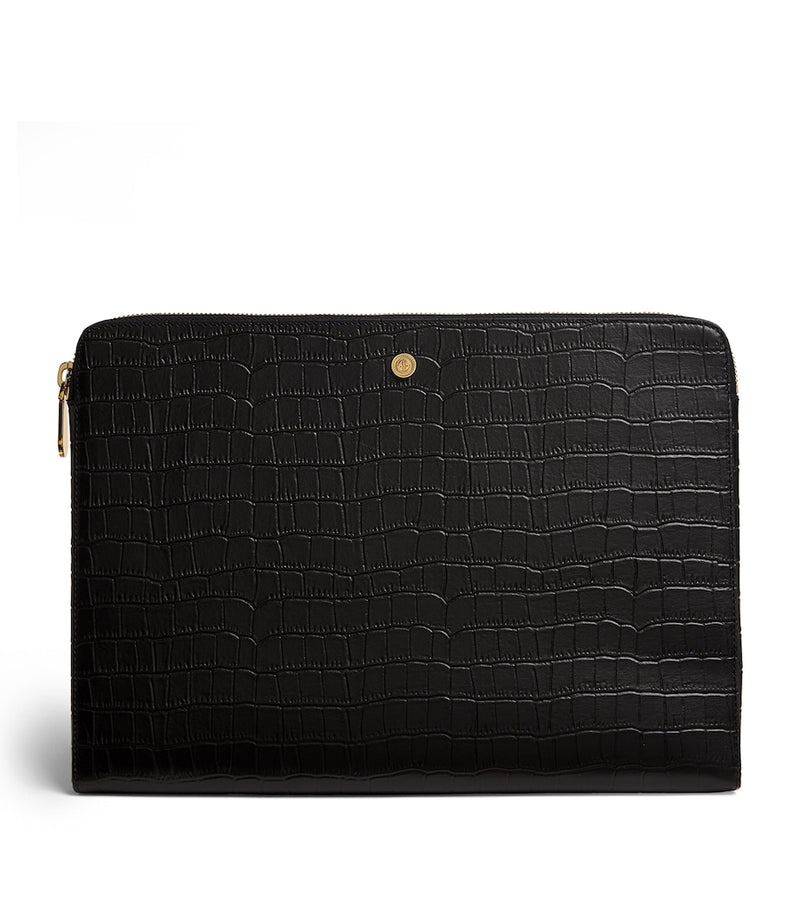 Harrods large croc-embossed leather pouch, UK version