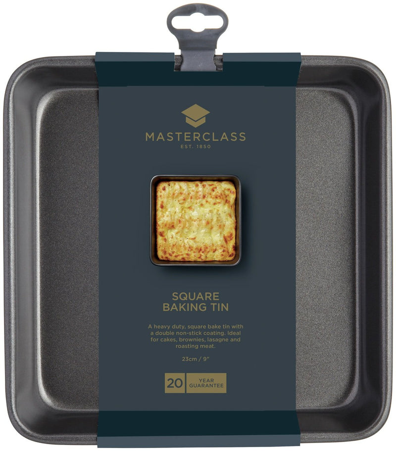 Masterclass square carbon steel baking tin 23cm, imported from the UK