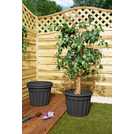 Wham 40cm round plastic planter set of 3 in slate (British brand)