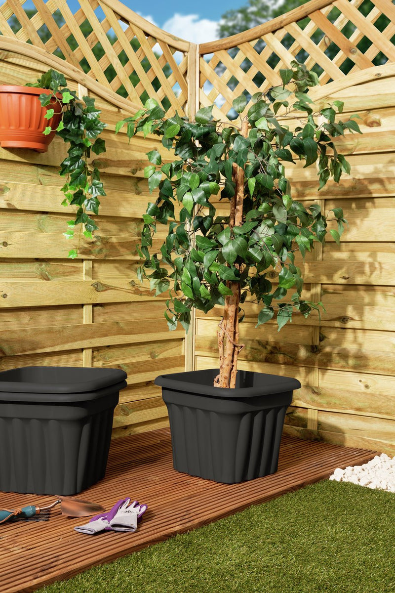 Wham plastic planter set of 3 in slate, 40cm (British brand)