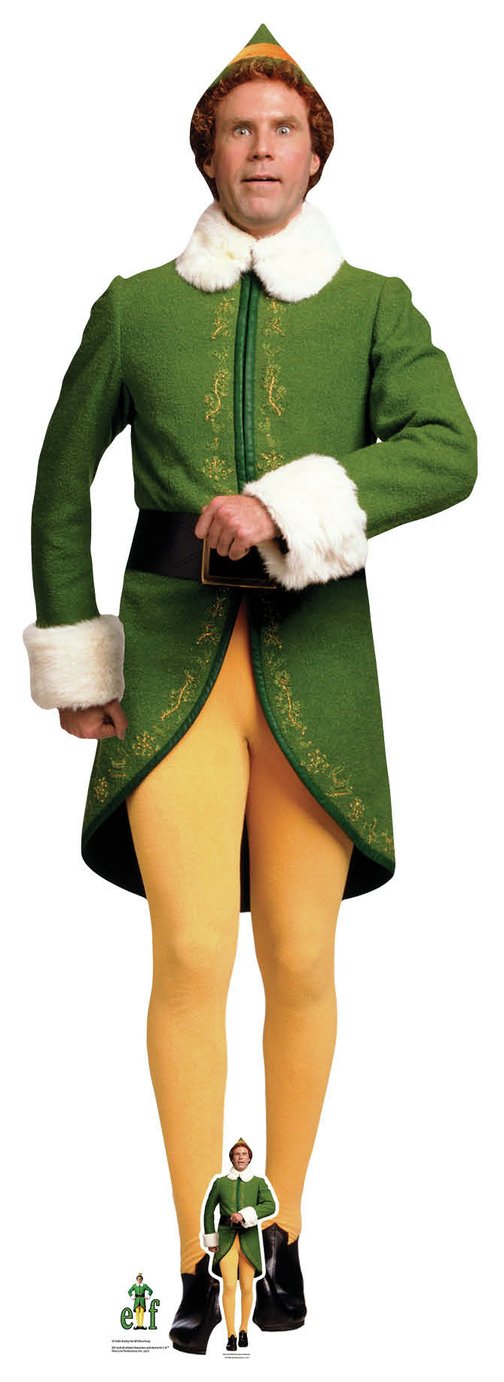 Buddy Elf marching life-size cardboard cutout (British brand)