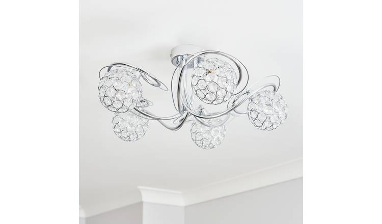 BHS Orchid Silver Glass Flush Ceiling Light - British product