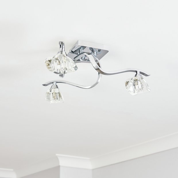 BHS Scorpio Silver glass flush ceiling light 48cm diameter - British product