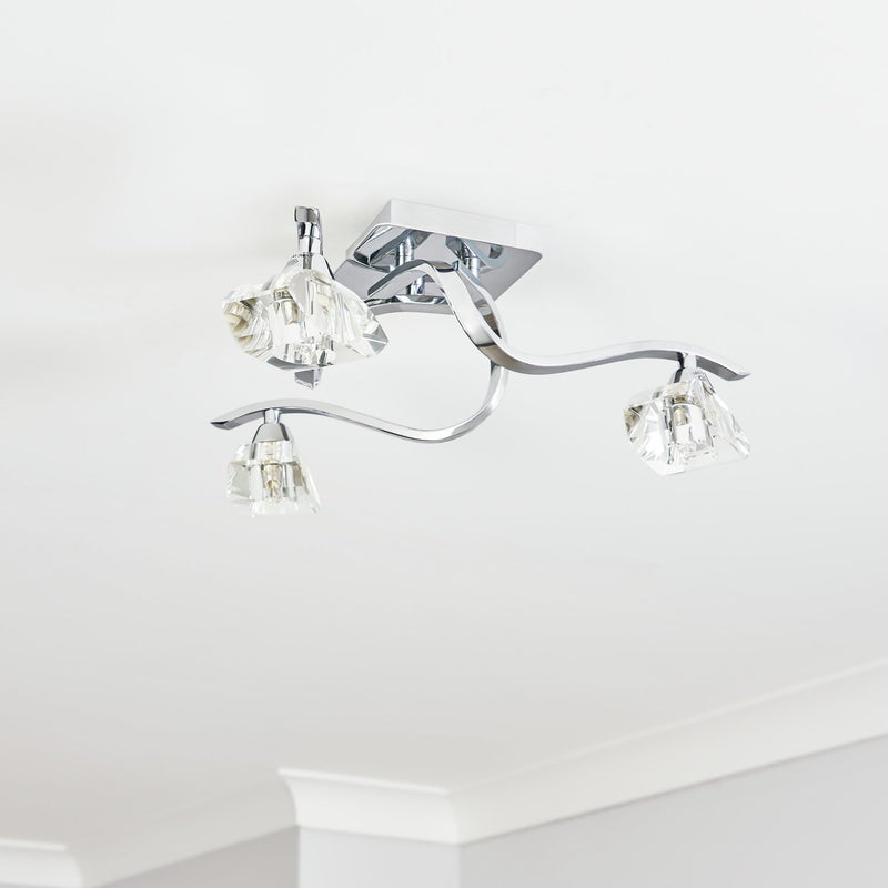 BHS Scorpio Silver glass flush ceiling light 48cm diameter - British product