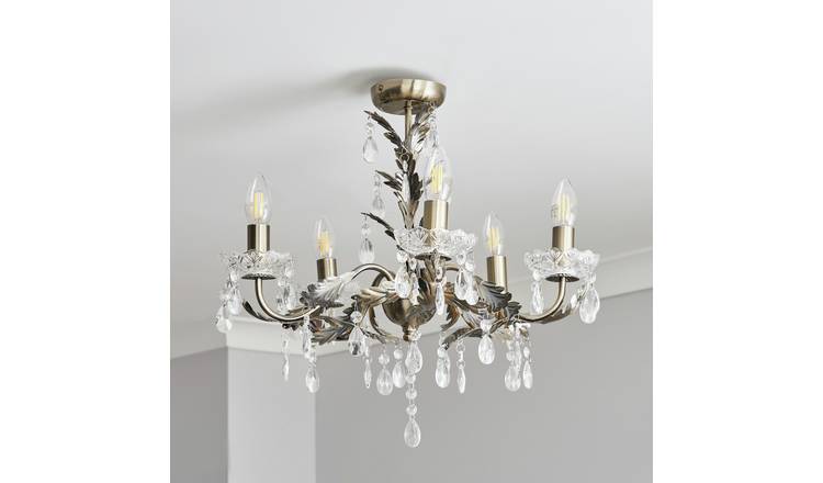 BHS Josefine glass 5 light brass chandelier - British product