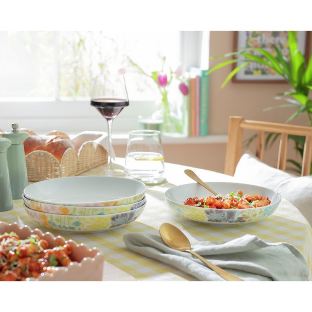 Habitat multicoloured pasta bowl set with meadow flower pattern (British brand)