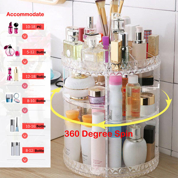 Livingandhome Rotating Makeup Organizer Clear Acrylic 34cm, UK version