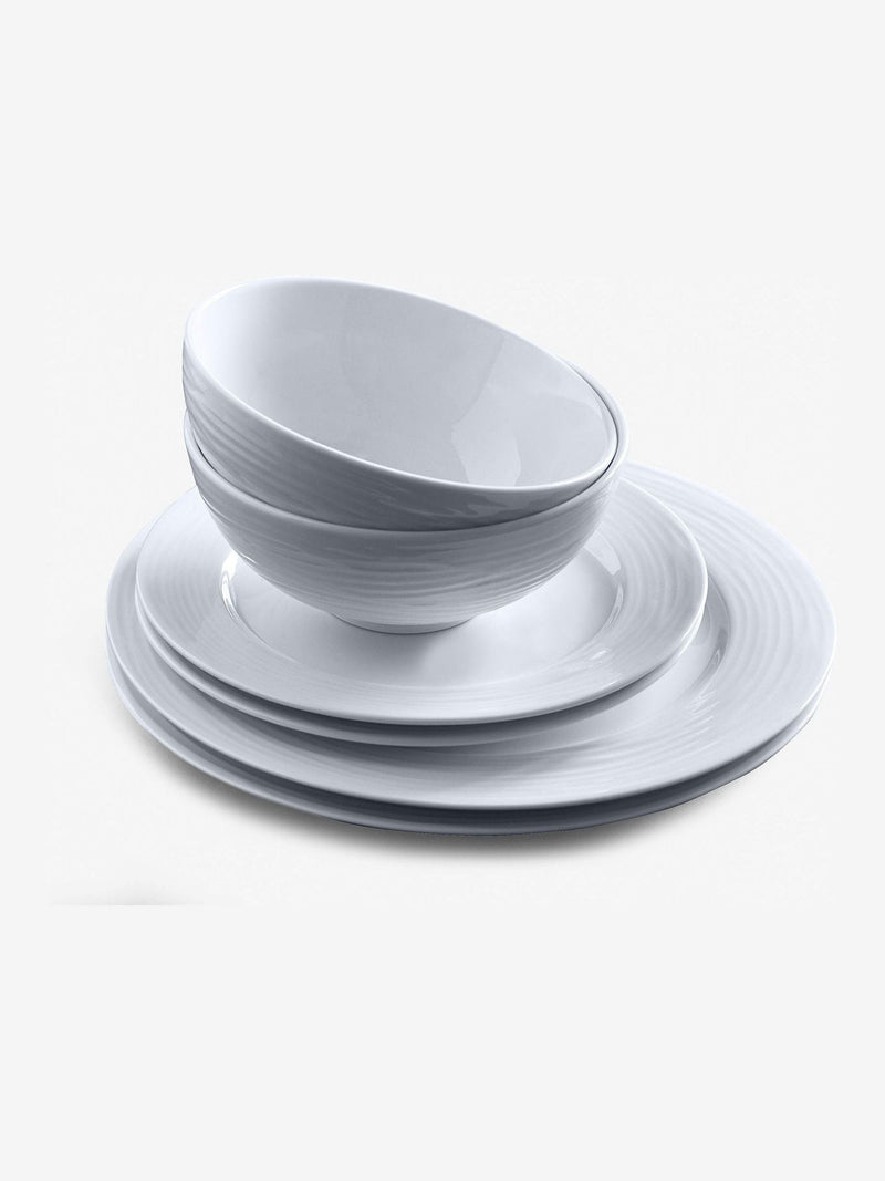 Malvern white embossed dinner set 12 piece (British brand)
