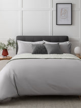 Silver Grey 400 Thread Count Egyptian Cotton Sateen Duvet Cover and Pillowcase Set