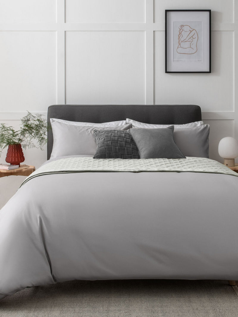 Silver Grey Egyptian cotton duvet cover and pillowcase set (British brand)