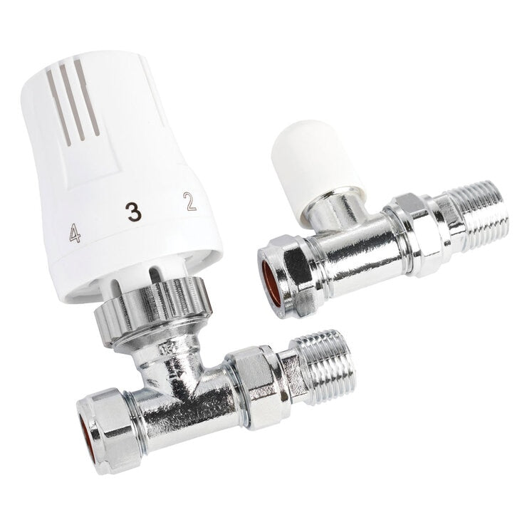 Ultraheat thermostatic straight valve set chrome white TRV sensor (British brand)