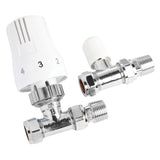 Ultraheat thermostatic straight valve set chrome white TRV sensor (British brand)