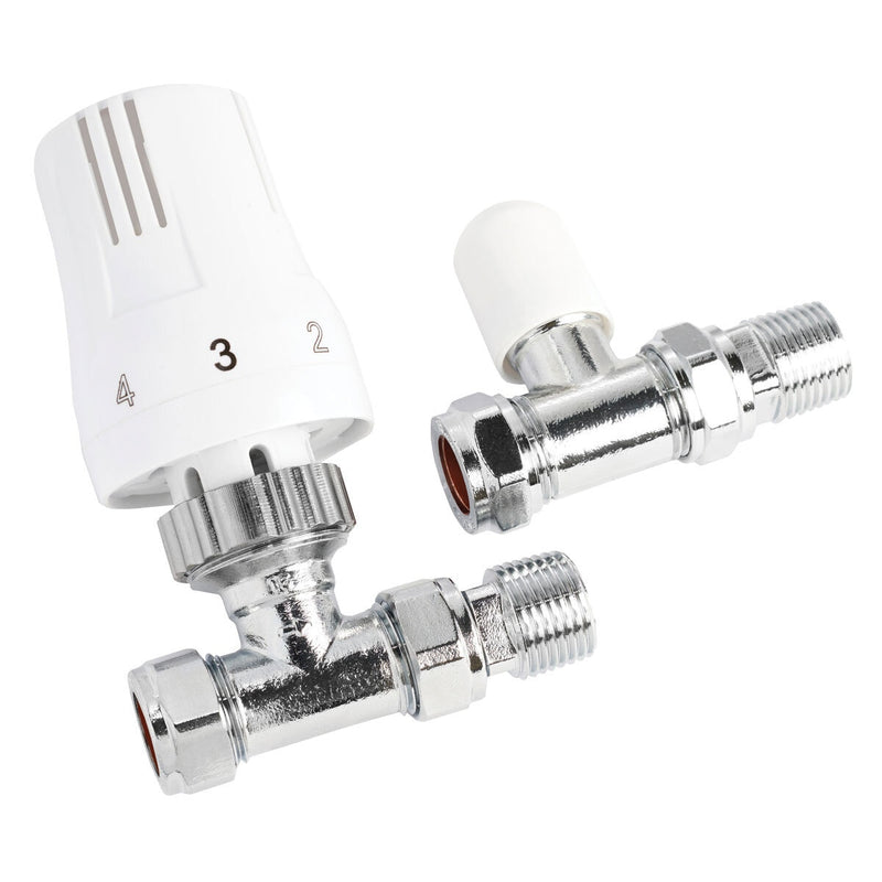 Ultraheat thermostatic straight valve set chrome white TRV sensor (British brand)
