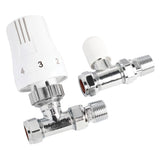 Ultraheat thermostatic straight valve set chrome white TRV sensor (British brand)