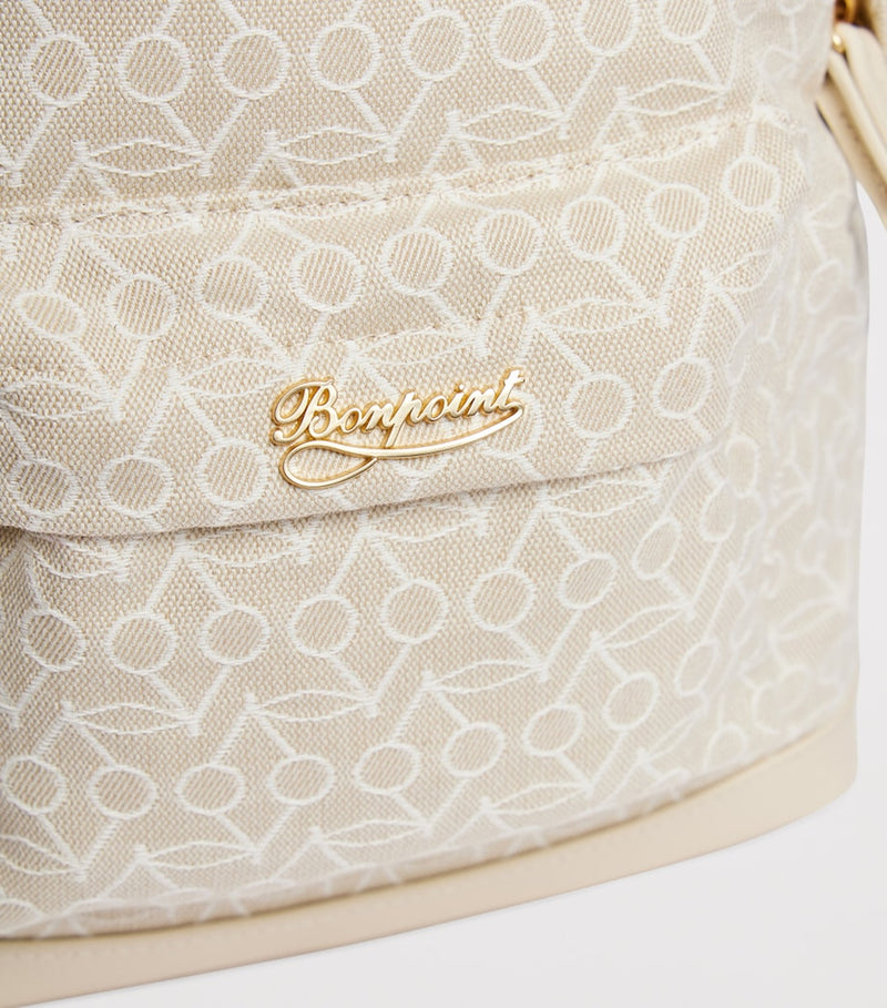 Bonpoint cotton backpack with cherry motif, imported from the UK