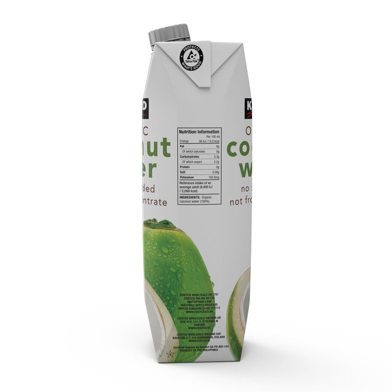 Kirkland Signature Organic Coconut Water No Sugar 9x1L, imported from the UK