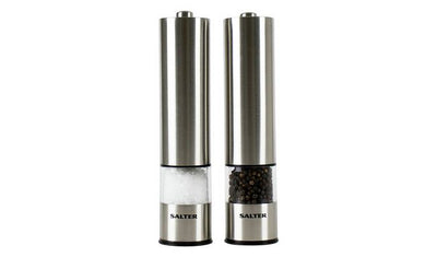 Salter Electronic Stainless Steel Salt and Pepper Mill Set - Silver
