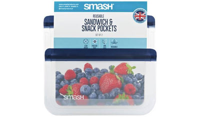 Argos Smash Navy Blue Reusable Sandwich Bags Pack of 2- Buy online at McGrocer