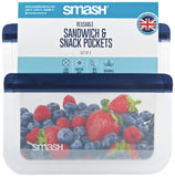 Smash navy blue reusable sandwich bags pack of 2 (British brand)