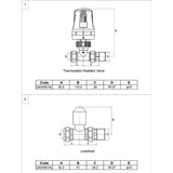 Ultraheat thermostatic straight valve set chrome white TRV sensor (British brand)