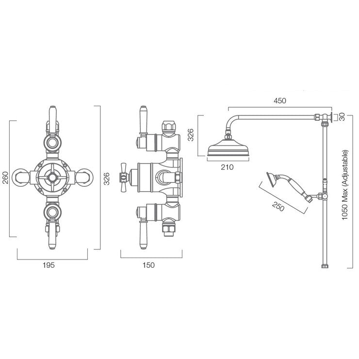 Tavistock Highbury two function exposed shower (British brand)