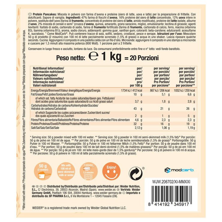 Weider protein pancake mix 2 flavours 1kg (British brand)