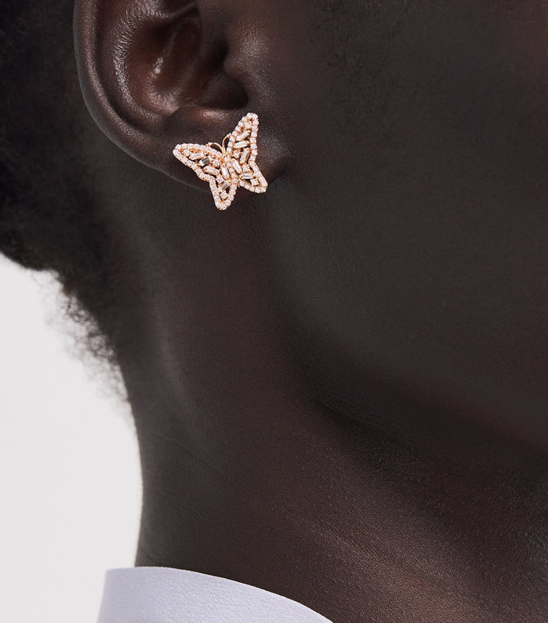 Suzanne Kalan rose gold diamond butterfly stud earrings - British product