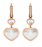 Chopard Happy Hearts drop earrings in rose gold with mother-of-pearl and diamond, UK version