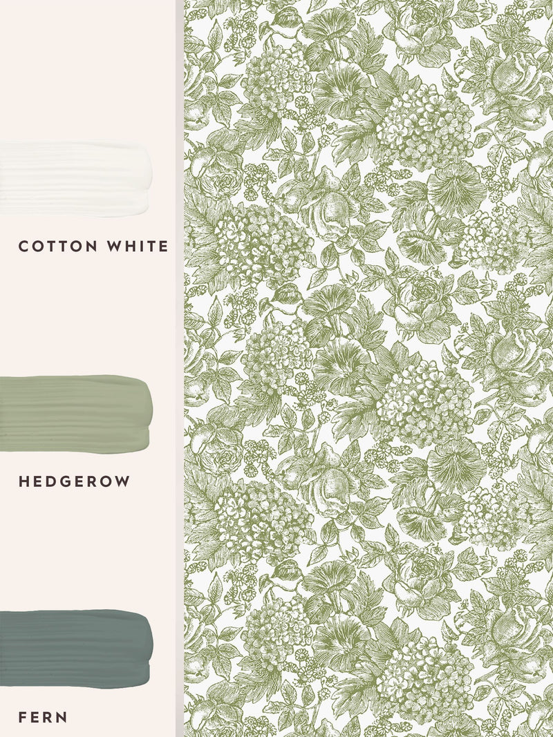 Laura Ashley Moss Green Louise wallpaper 10m roll, imported from the UK