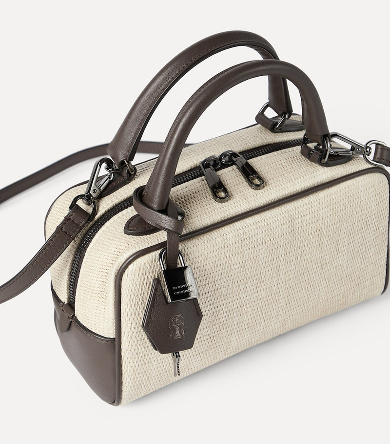 Brunello Cucinelli small woven Explorer Boston top-handle bag, UK version