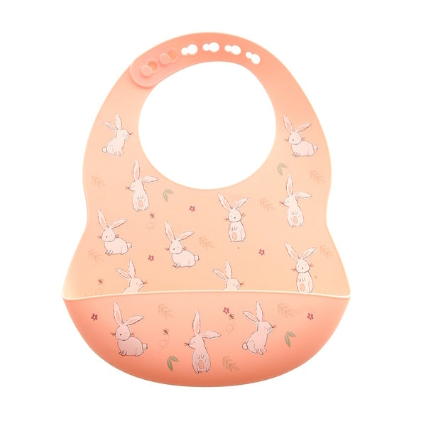 Ziggle Catch It Silicone Bib Pink Bunnies One Size (British brand)