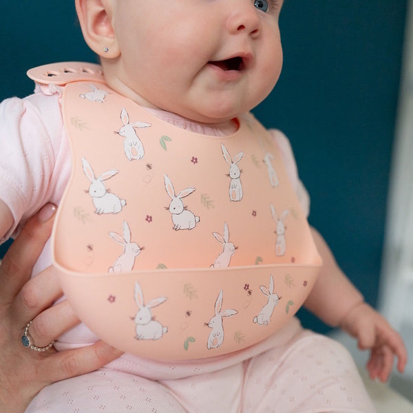 Ziggle Catch It Silicone Bib Pink Bunnies One Size (British brand)