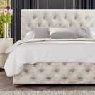 LLB Luna velvet small double ottoman storage bedframe in pearl, UK version
