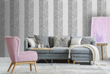 Superfresco Milan Stripe Silver wallpaper 52cm x 10m roll (British brand)