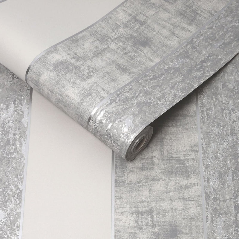 Superfresco Milan Stripe Silver wallpaper 52cm x 10m roll (British brand)