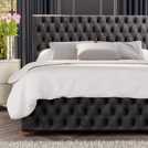 LLB Seren Velvet Ottoman Bedframe Black Superking, UK version