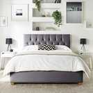 CL Boutique velvet Superking ottoman bedframe in steel - British product