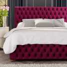 LLB Seren Velvet Small Double Ottoman Bedframe - Berry